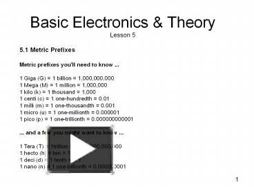 PPT – Basic Electronics PowerPoint presentation | free to view - id ...