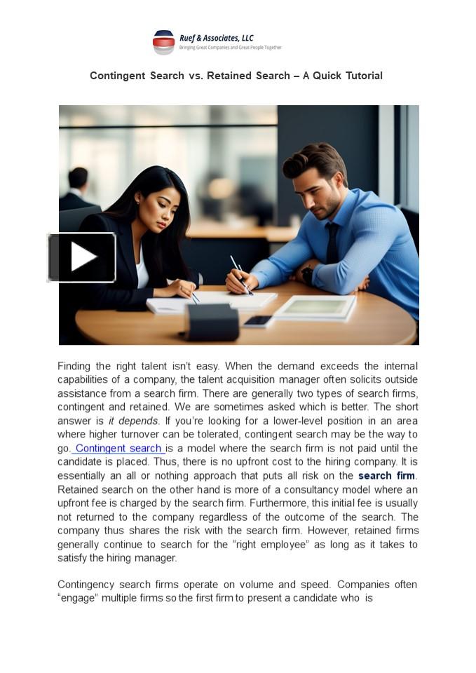 Contingent Search vs. Retained Search – A Quick Tutorial presentation ...