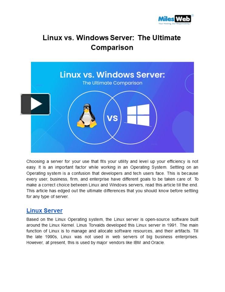 PPT – Linux vs. Windows Server - The Ultimate Comparison PowerPoint ...