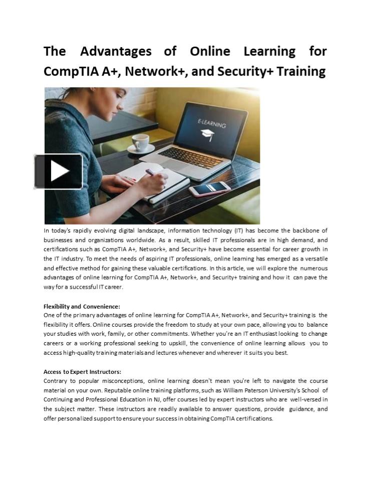 The Advantages of Online Learning for CompTIA A+, Network+, and ...