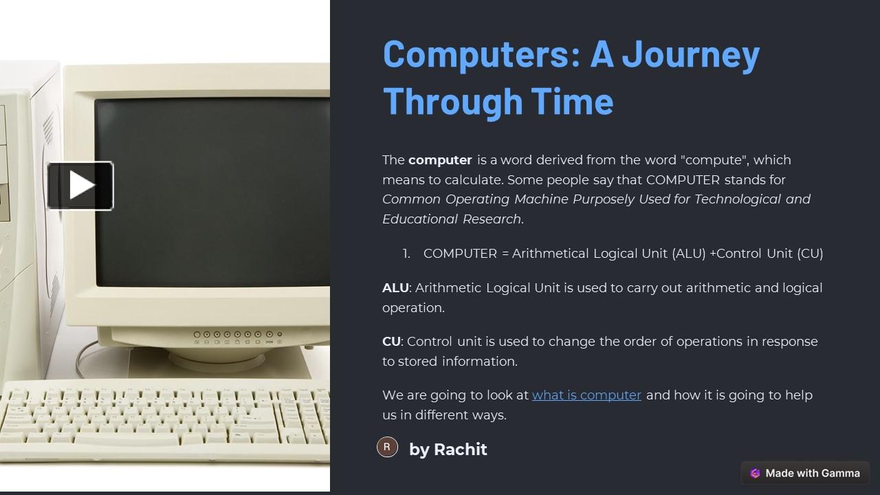 Computer : A journey through time presentation | free to download