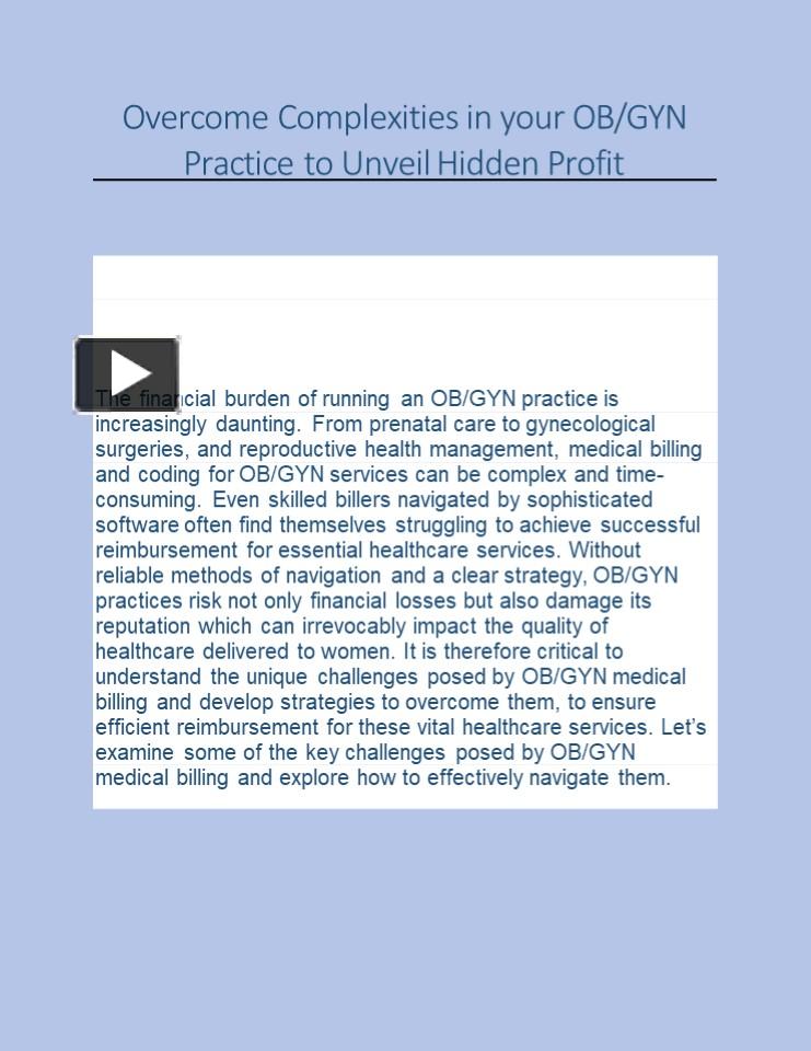 PPT – Overcome Complexities in your OB/GYN Practice to Unveil Hidden ...
