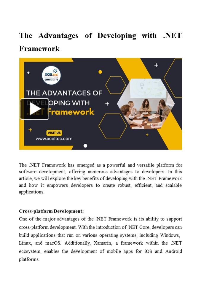 PPT – The Advantages of Developing with .NET Framework PowerPoint ...