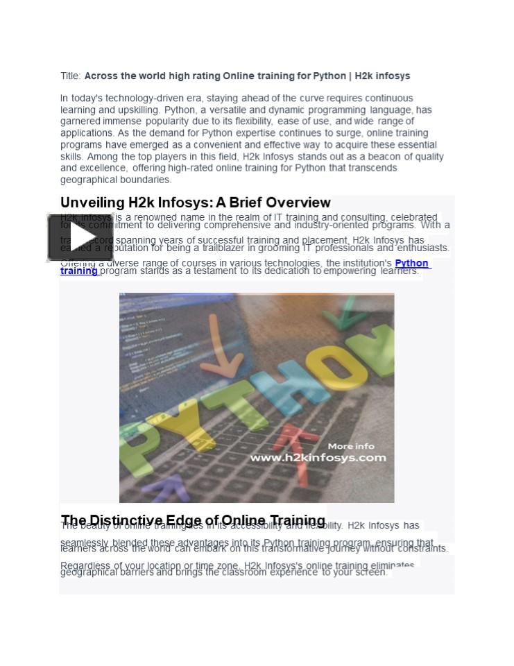 PPT – Across the world high rating Online training for Python | H2k ...