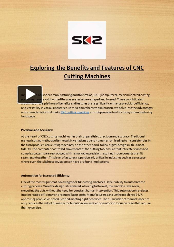 PPT – Exploring the Benefits and Features of CNC Cutting Machines ...