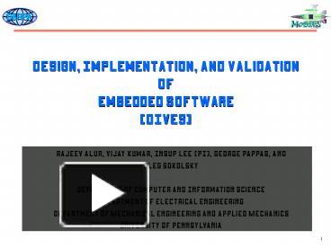 Design, Implementation, and Validation of Embedded Software DIVES ...