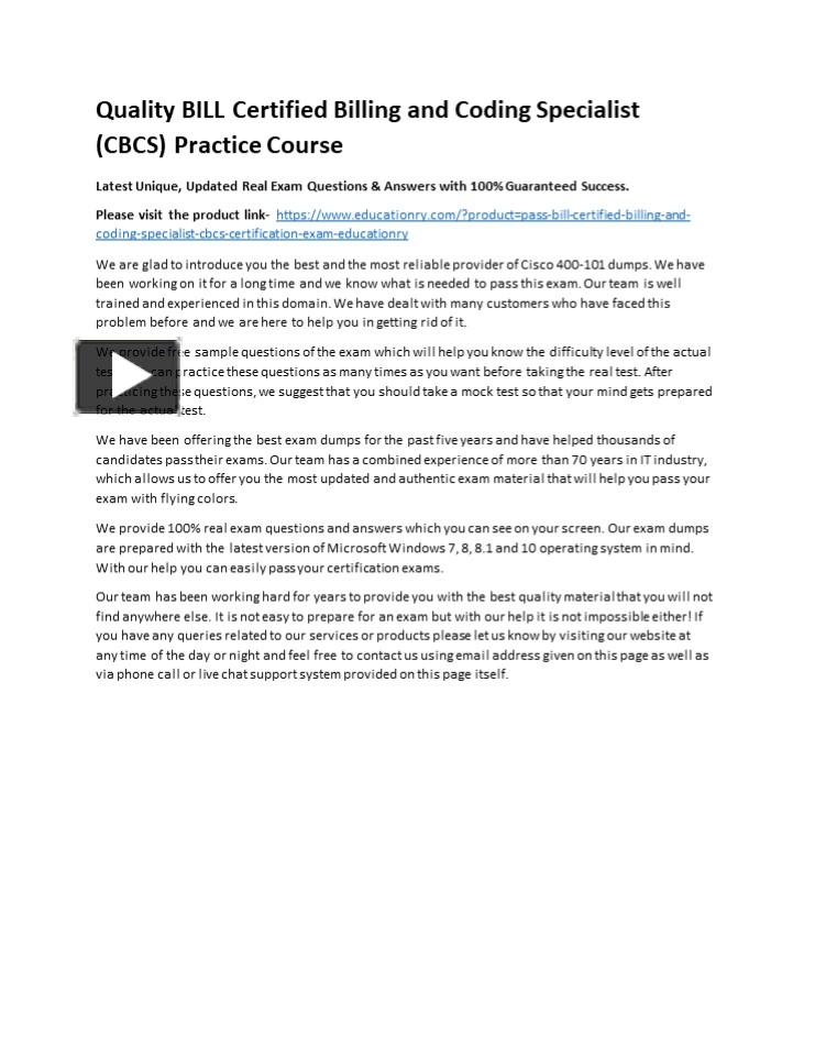 PPT – Quality BILL Certified Billing and Coding Specialist (CBCS ...
