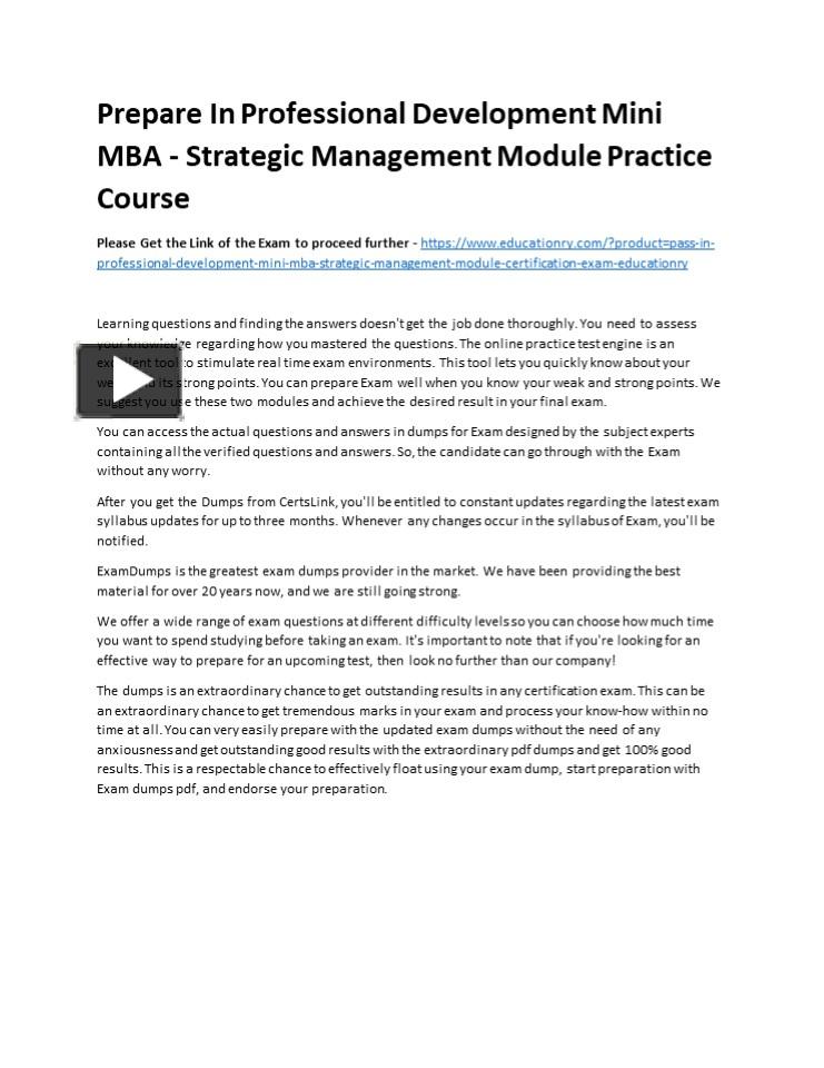 PPT – Prepare In Professional Development Mini MBA - Strategic ...