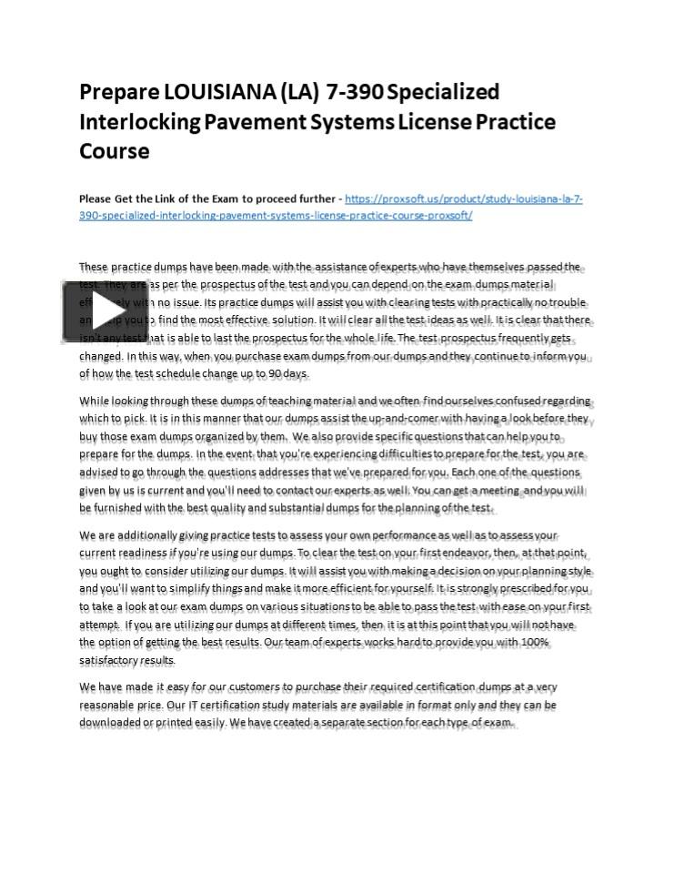 PPT – Prepare LOUISIANA (LA) 7-390 Specialized Interlocking Pavement ...
