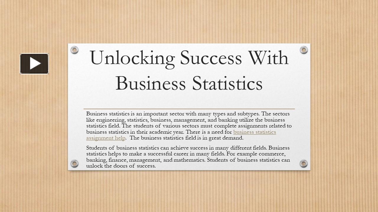 Unlocking Success With Business Statistics presentation | free to download
