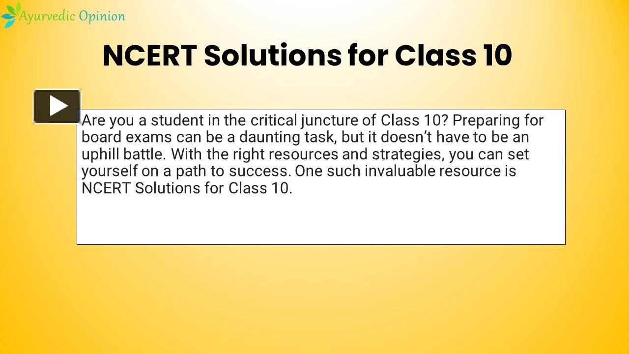 PPT – NCERT Solutions for Class 10 PowerPoint presentation | free to ...