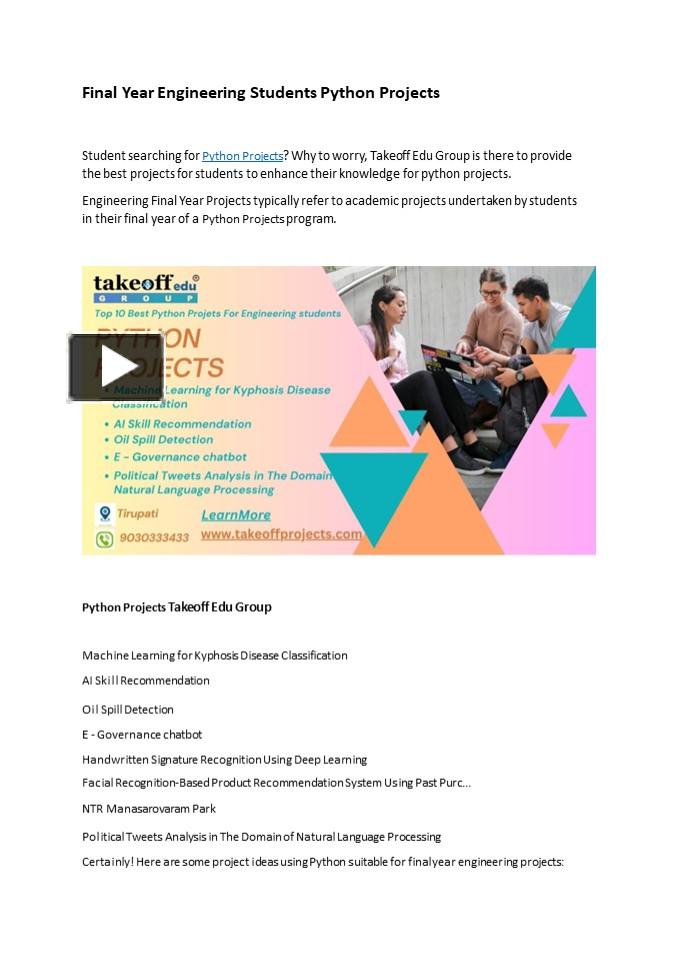 Final Year Python Projects presentation | free to download
