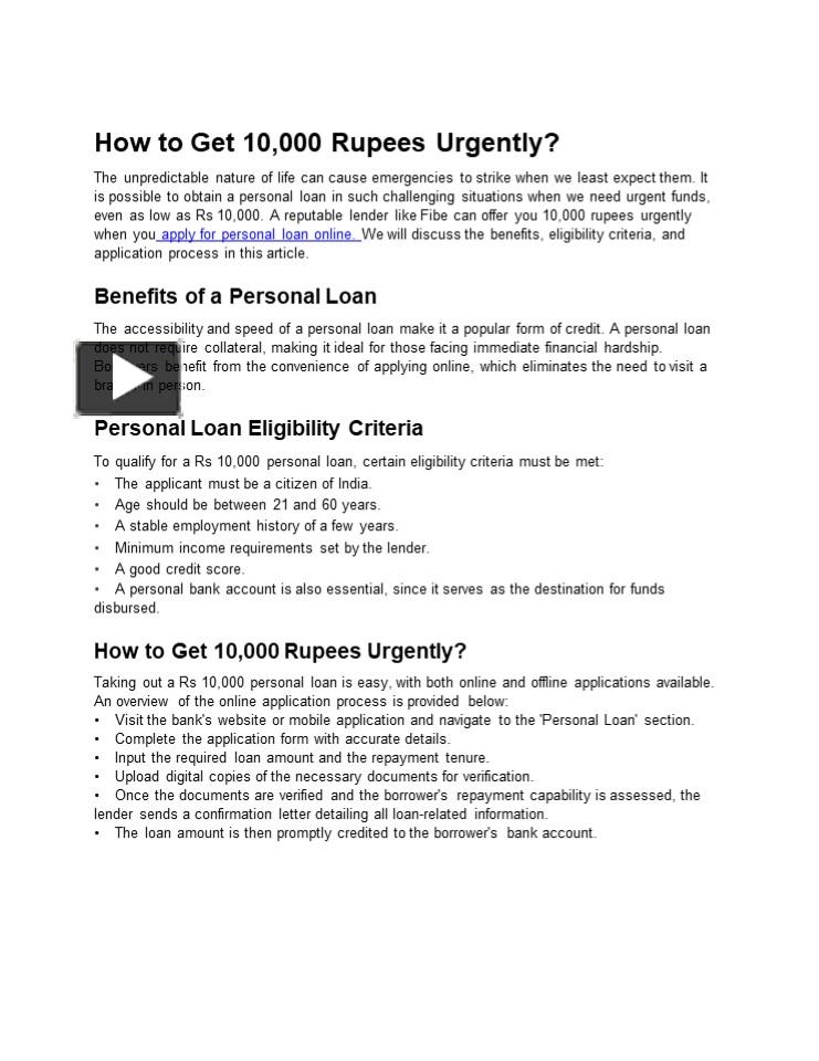 How to Get 10,000 Rupees Urgently presentation | free to download