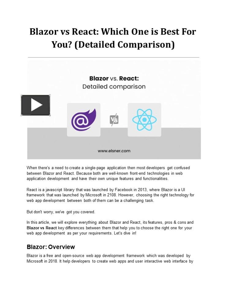 PPT – Blazor vs React: Which One is Best For You? (Detailed Comparison ...