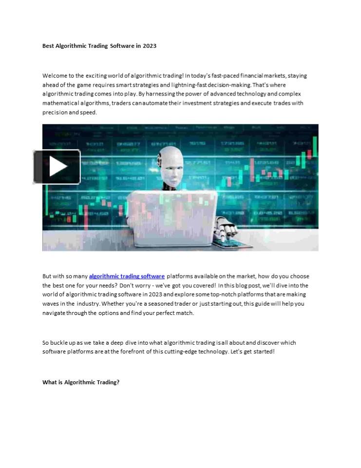 PPT – Best Algorithmic Trading Software in 2023 PowerPoint presentation ...