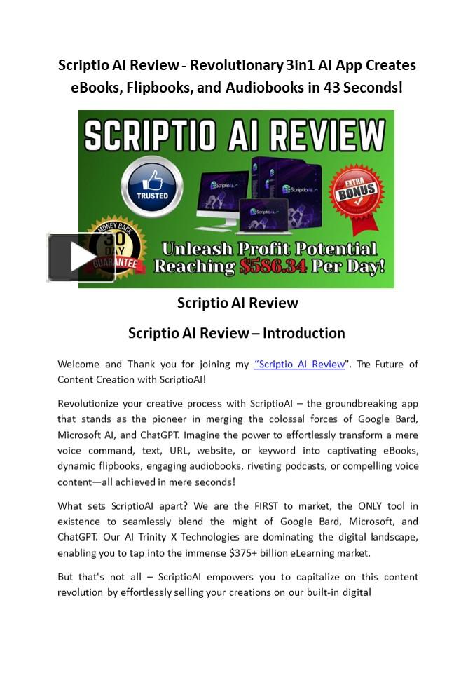 Scriptio AI Review - Revolutionary 3in1 AI App Creates eBooks ...