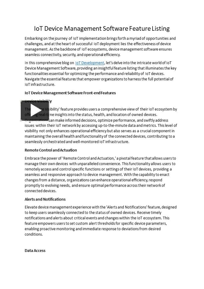 IoT Device Management Software Feature Listing presentation | free to ...