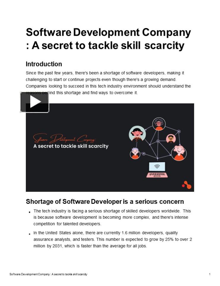 Software Development Company : A secret to tackle skill scarcity ...