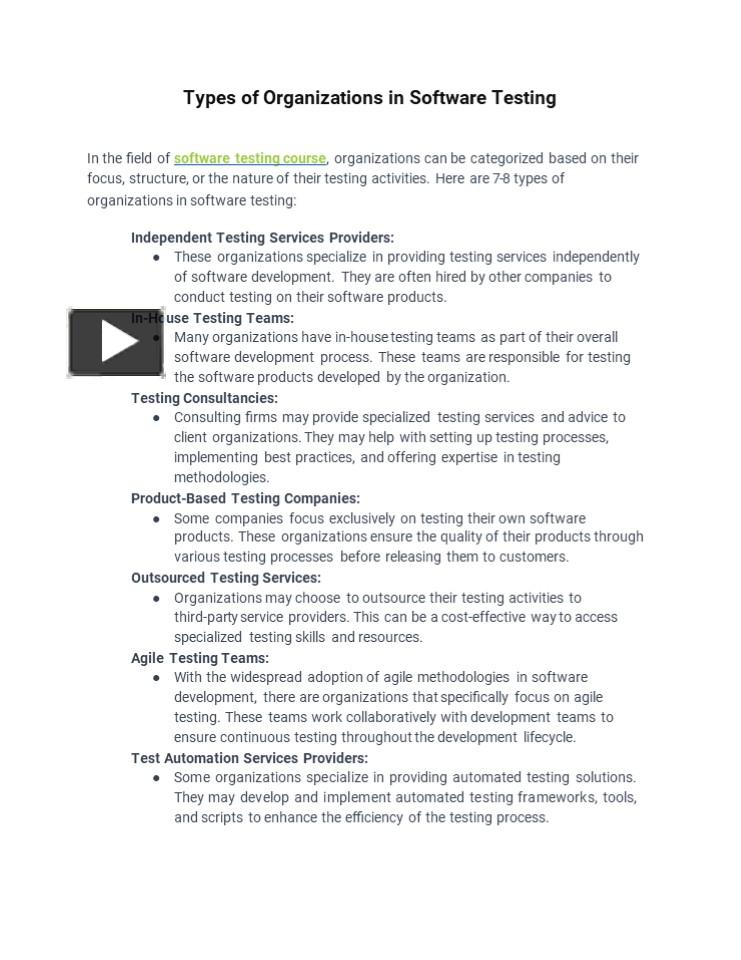 PPT – Best Software Testing Course - Types of Organization in Software ...
