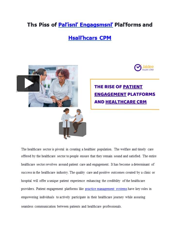 PPT – The Rise of Patient Engagement Platforms and Healthcare CRM (1 ...