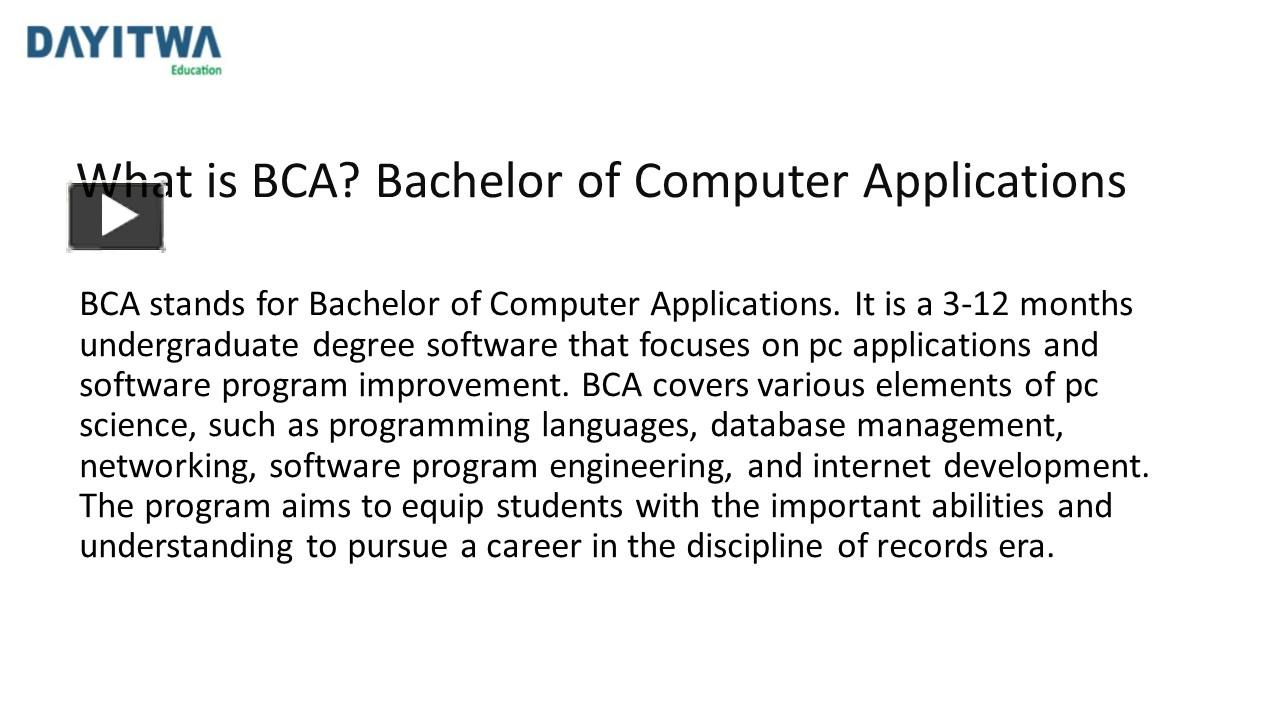 What is BCA Course presentation | free to download