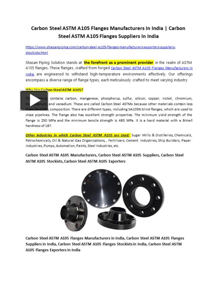 PPT – Carbon Steel ASTM A105 Flanges Manufacturers In India PowerPoint ...