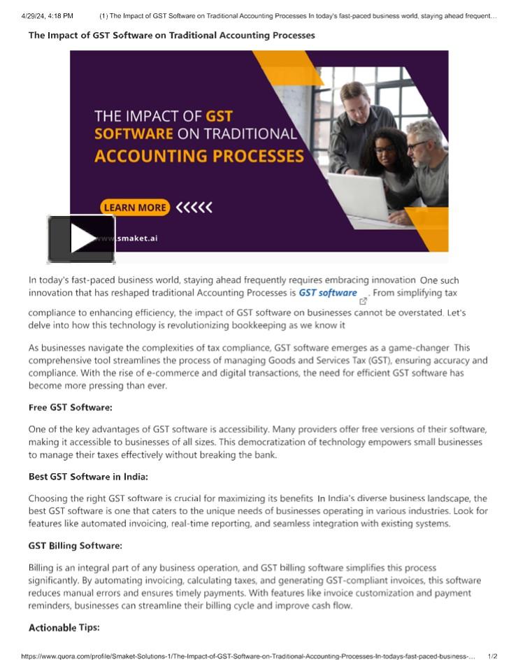 The Impact of GST Software on Traditional Accounting Processes (1 ...