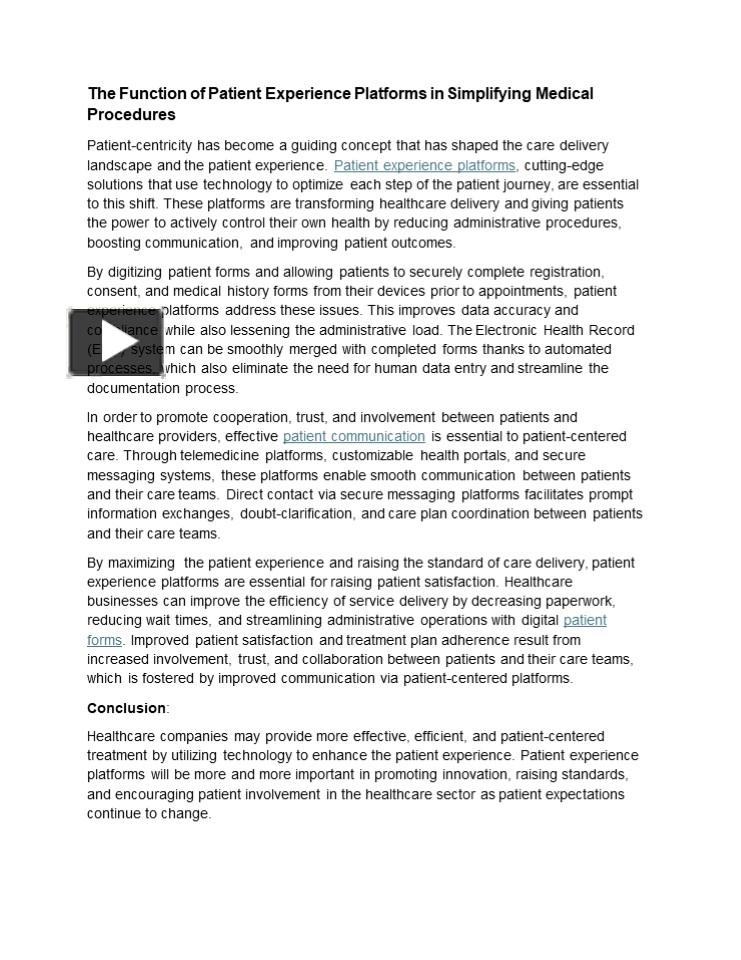 PPT – The Function of Patient Experience Platforms in Simplifying ...