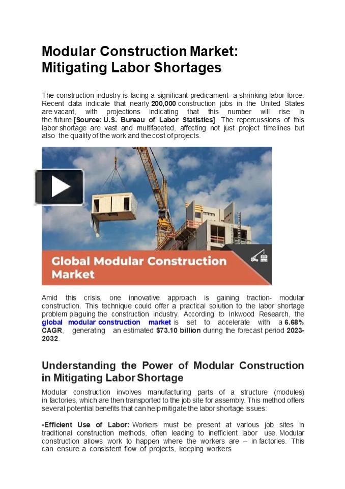 PPT – Modular Construction Market: Mitigating Labor Shortages ...