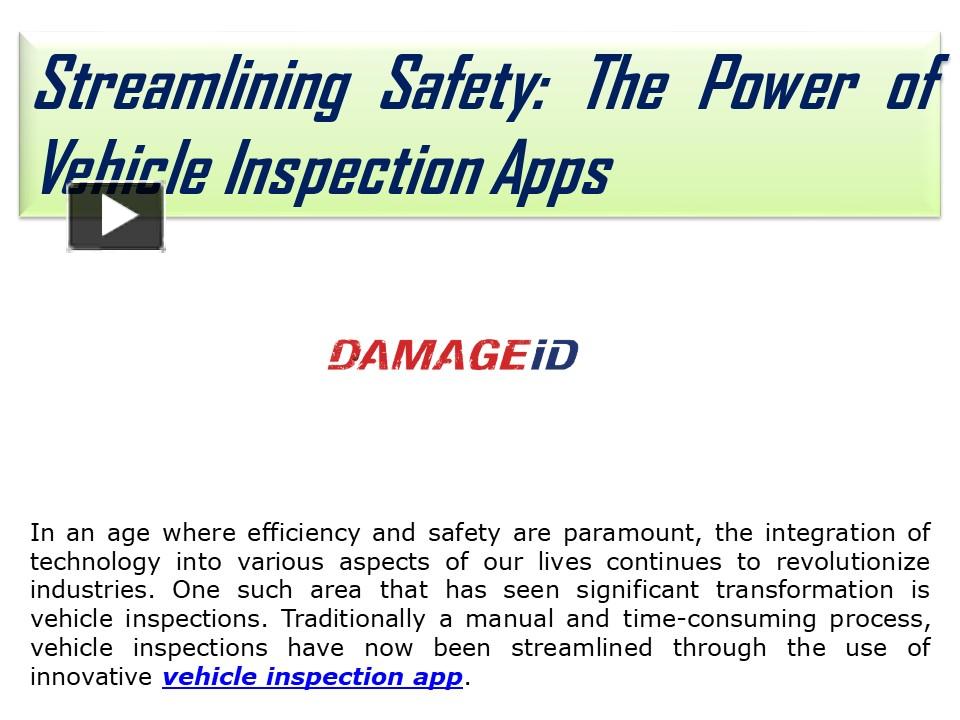 Vehicle inspection app presentation | free to view