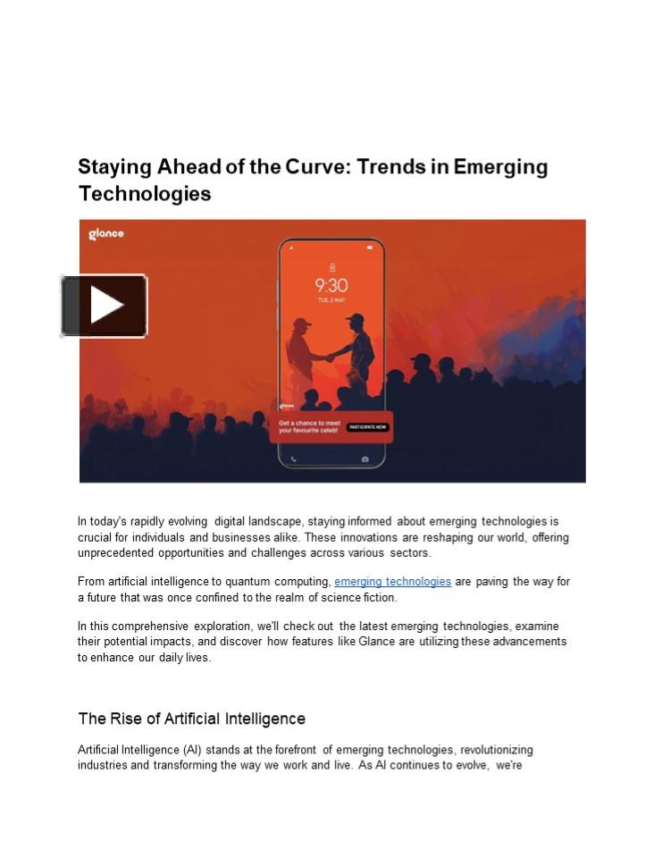 PPT – Staying Ahead of the Curve: Trends in Emerging Technologies ...