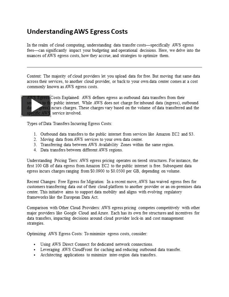 Understanding AWS Egress Costs presentation | free to download