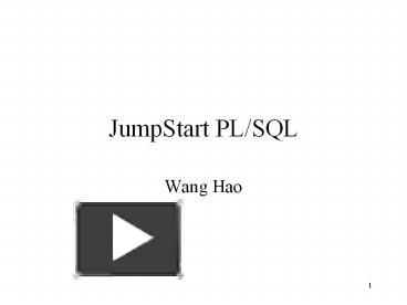 JumpStart PL/SQL presentation | free to download