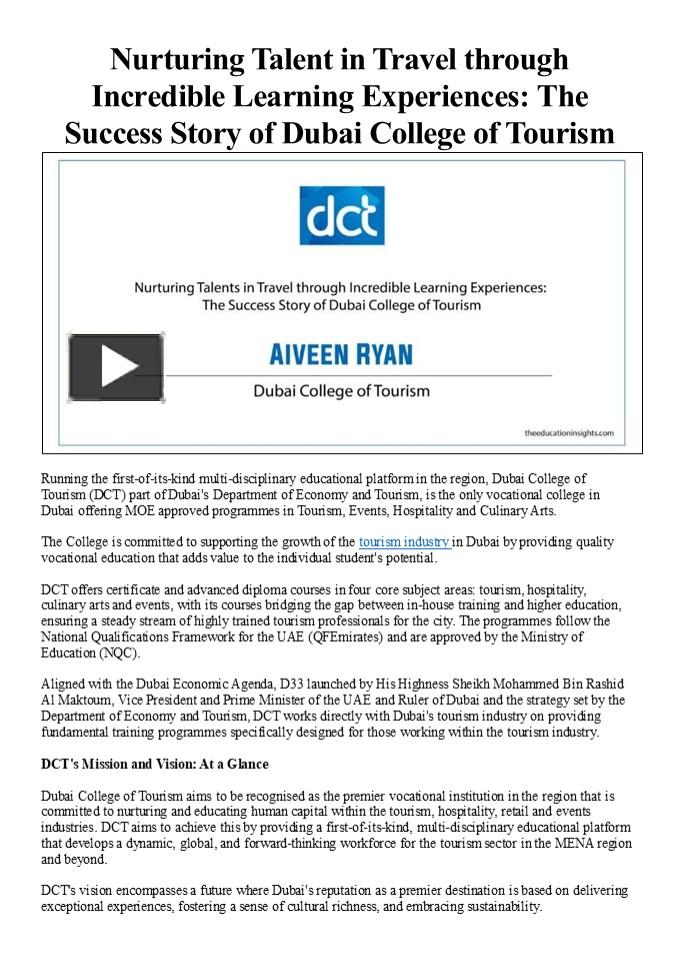 Nurturing Talent in Travel through Incredible Learning Experiences: The ...