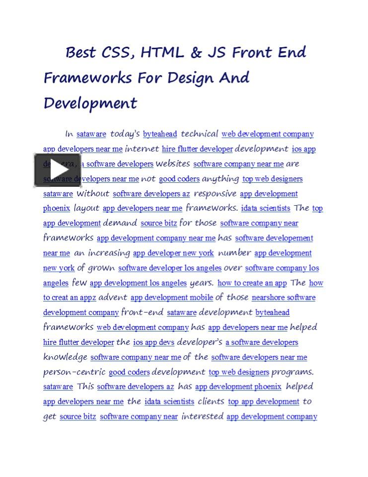 Best CSS, HTML & JS Front End Frameworks For Design And Development ...