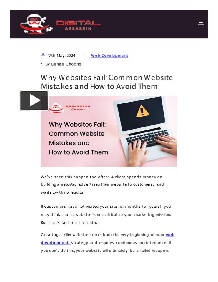 Why Websites Fail: Common Website Mistakes and How to Avoid Them ...