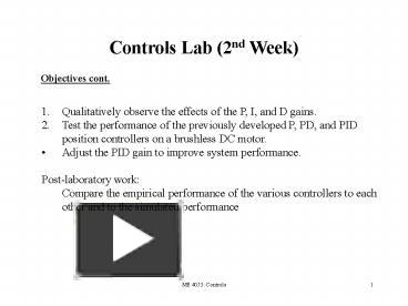 Controls Lab 2nd Week presentation | free to view