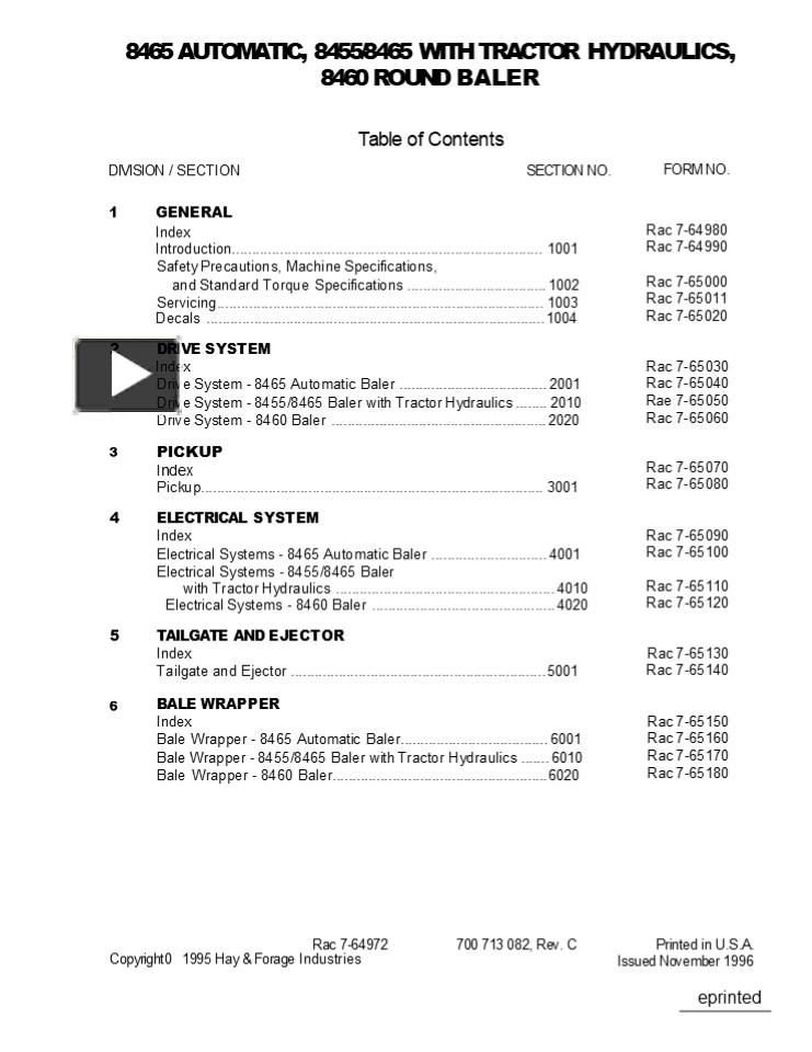 CASE IH 8455 8465 With Tractor Hydraulics Service Repair Manual Instant ...
