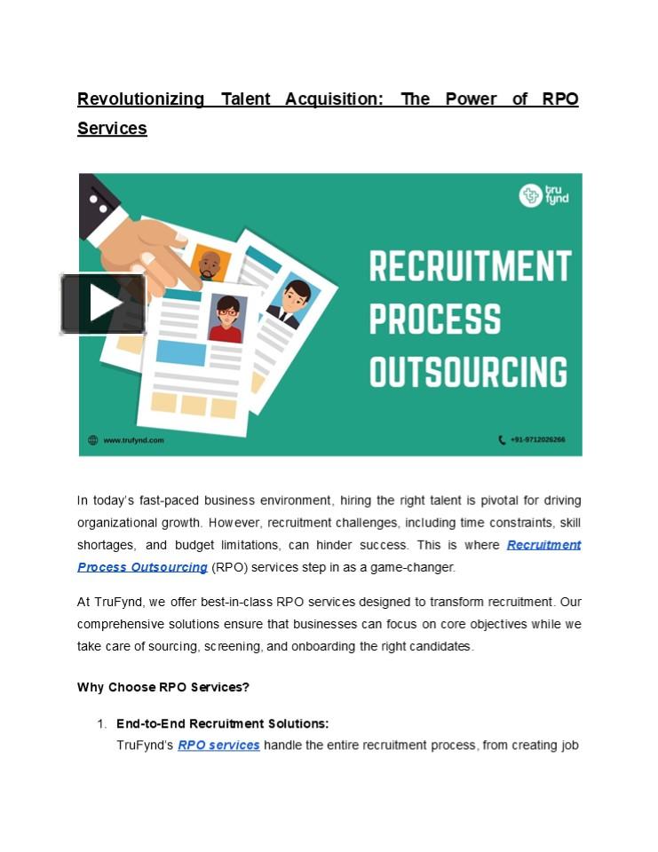 Revolutionizing Talent Acquisition: The Power of RPO Services ...