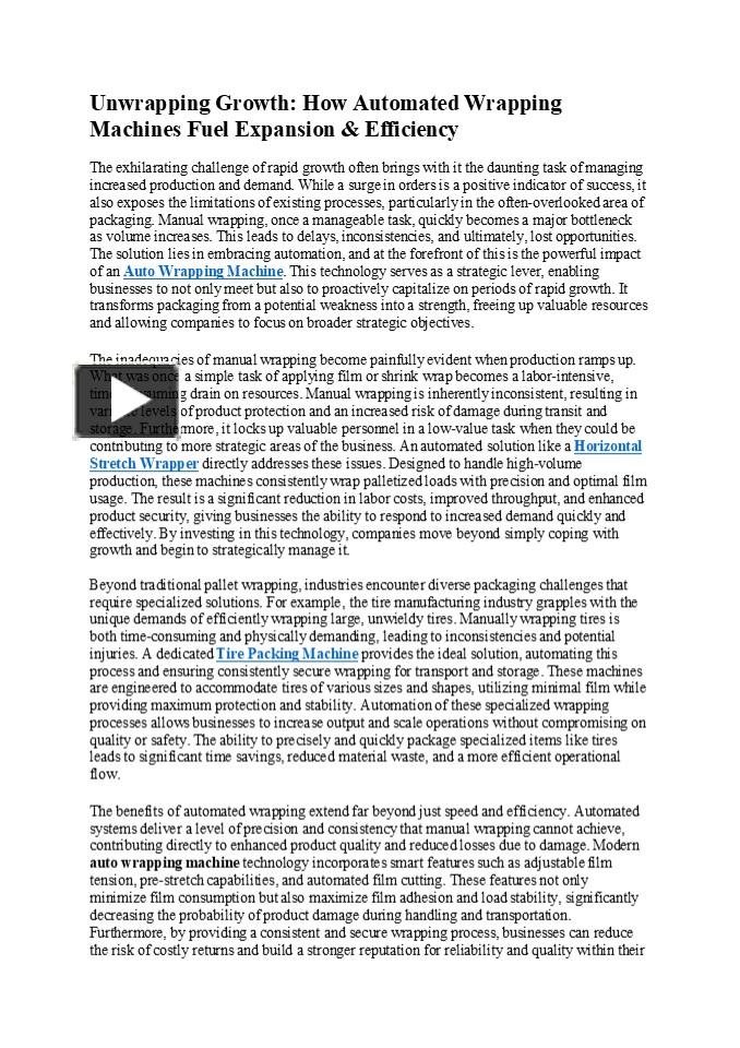 PPT – Unwrapping Growth: How Automated Wrapping Machines Fuel Expansion ...
