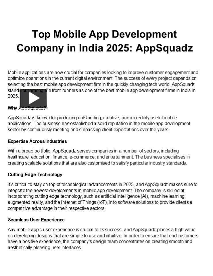 PPT – Top Mobile App Development Company in India 2025: AppSquadz ...