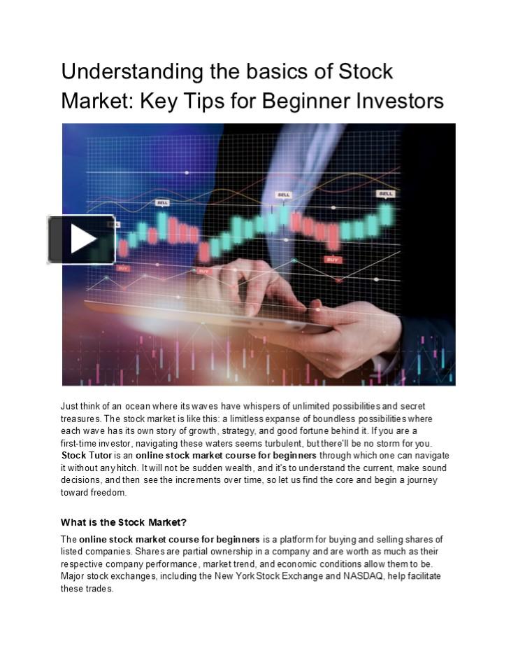 Understanding the basics of Stock Market: Key Tips for Beginner ...