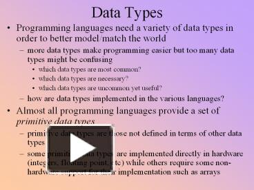 Data Types presentation | free to download