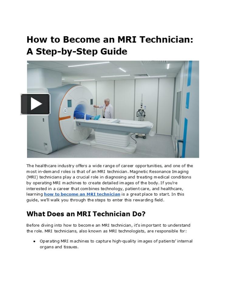 How to Become an MRI Technician: A Step-by-Step Guide presentation ...
