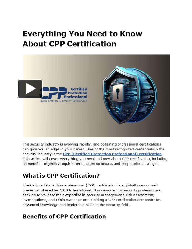 PPT – Everything You Need to Know About CPP Certification PowerPoint ...
