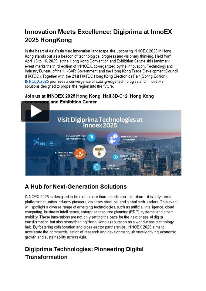 PPT – Innovation Meets Excellence: Digiprima at InnoEX 2025 HongKong ...