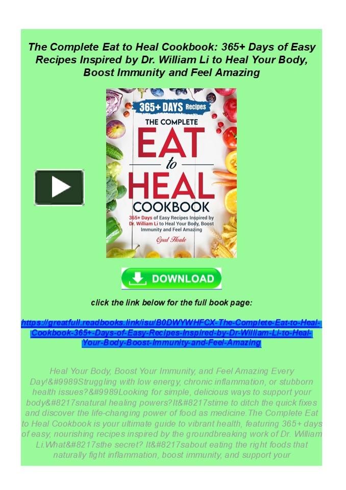 Kindle Book The Complete Eat to Heal Cookbook: 365+ Days of Easy ...