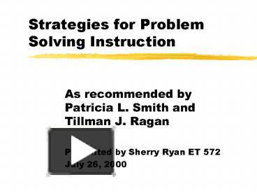 PPT – Strategies for Problem Solving Instruction PowerPoint ...