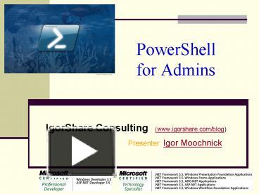 PowerShell for Admins presentation | free to view