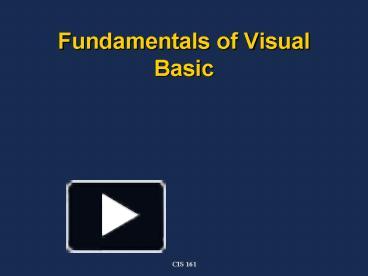 PPT – Fundamentals of Visual Basic PowerPoint presentation | free to ...